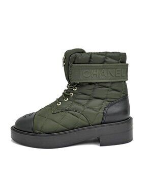 Chanel Shorts Khaki Black Coco Mark Size 37 Shoes